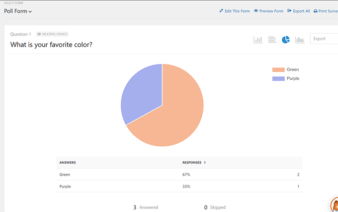 WPForms 설문 조사 그래프 및 차트 WPForms survey graphs and charts