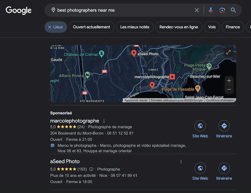 Fotografi locali listați pe Google - Sursa: Rezultatele căutării Google