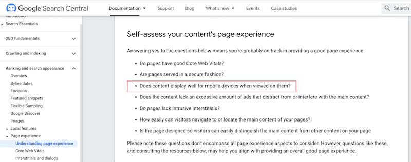 Qué hace que una página sea una buena experiencia: Good Core Web Vitals - Fuente: The Google Search Central