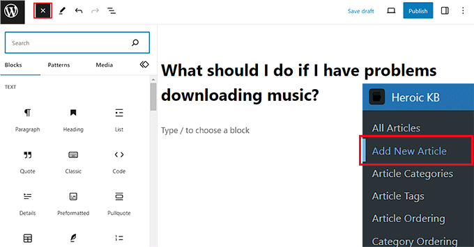 Aggiungi un nuovo articolo per la documentazione Add a new article for documentation