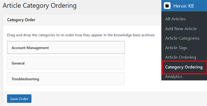 Modificare l'ordine delle categorie della documentazione Change the category order of the documentation