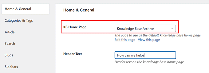 Scegli una home page e un testo di intestazione per la documentazione Choose a home page and header text for the documentation