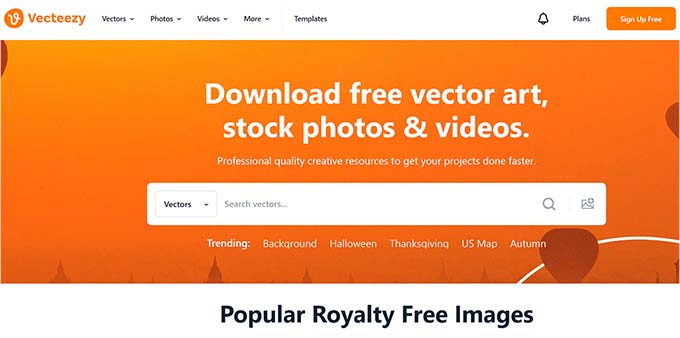 Vecteezy 网站 Vecteezy website