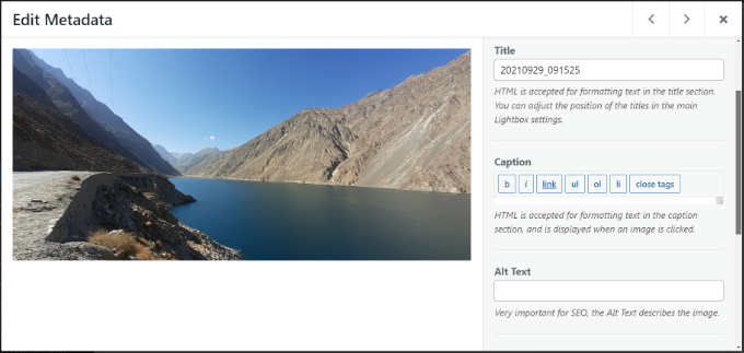 Dodawanie metadanych obrazu Add metadata to gallery images
