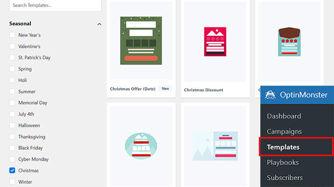 Выберите шаблон праздничной кампании Choose a holiday campaign template