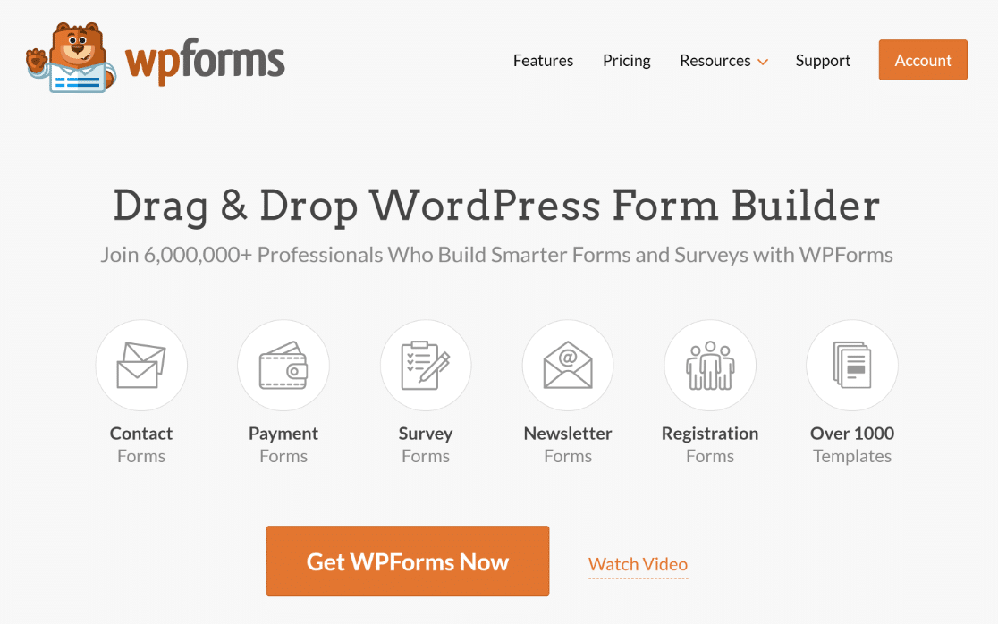 The WPForms homepage