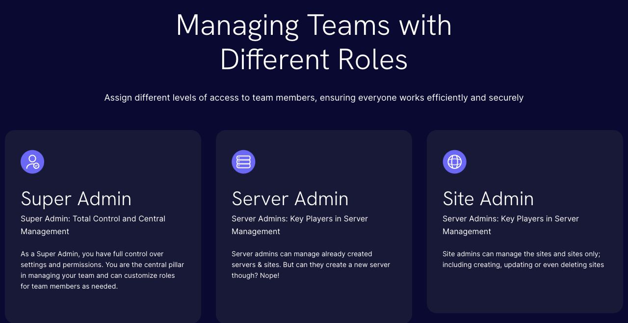 FlyWP のご紹介: WordPress Web サイト向けの革新的なサーバー管理ソリューション 5 FlyWP Team Management feature