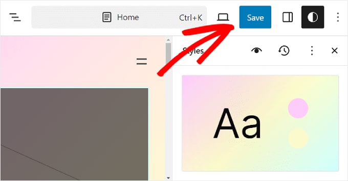 Zapisywanie globalnych zmian stylów za pomocą edycji pełnej witryny WordPress Saving the global Styles changes with WordPress Full Site Editing