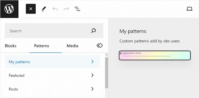 Katalog Block Pattern w edytorze bloków WordPress The Block Pattern directory in WordPress block editor