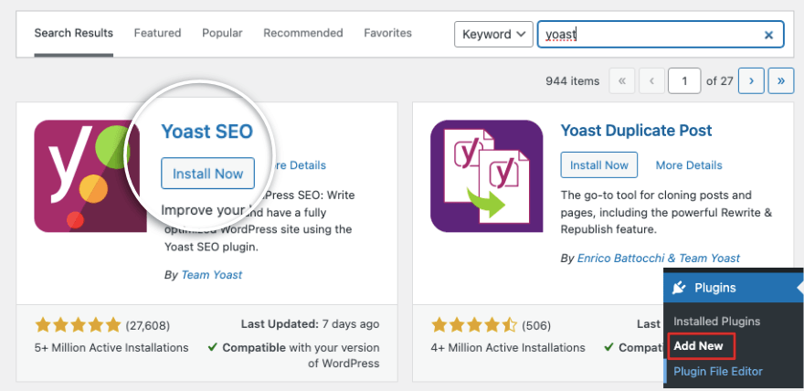 Zainstaluj Yoasta SEO
