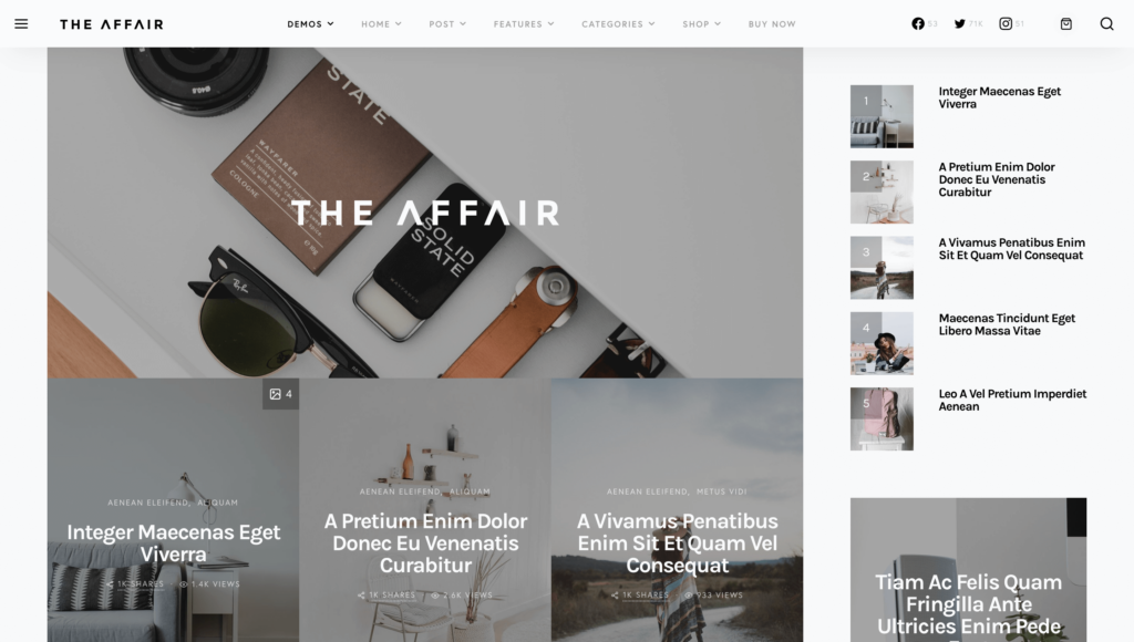 The Affairs – Minimalistisches WordPress-Blog-Theme