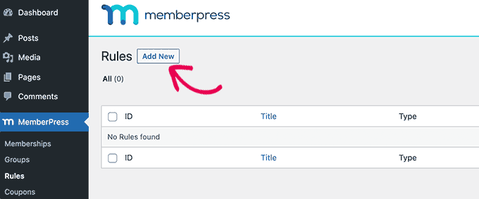 Menambahkan aturan baru ke situs keanggotaan WordPress Anda Adding a new rule to your WordPress membership site