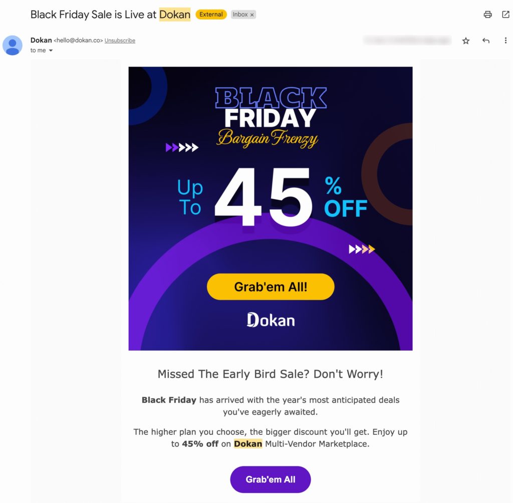 Ini adalah contoh kampanye pemasaran liburan email