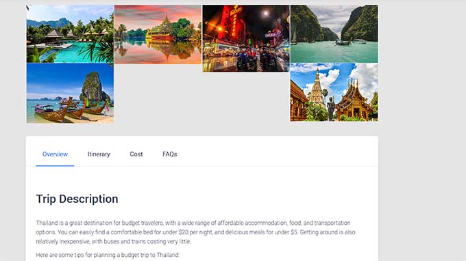 行程套餐預覽 Trip package preview