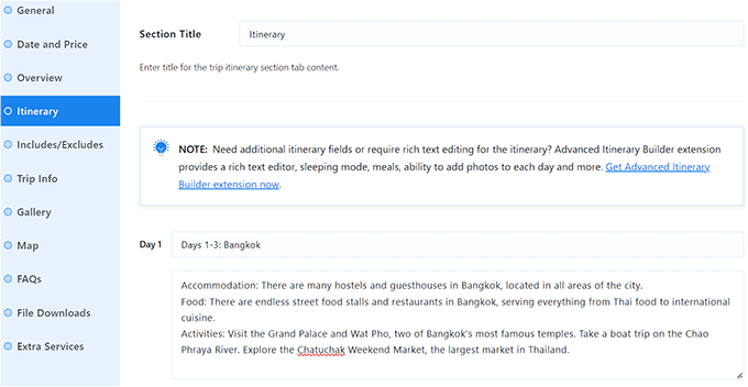 新增行程 Add itenirary