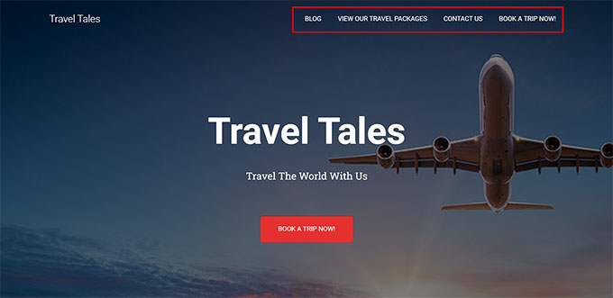 旅遊業務網站上的導覽選單 Navigation menu on your travel business site