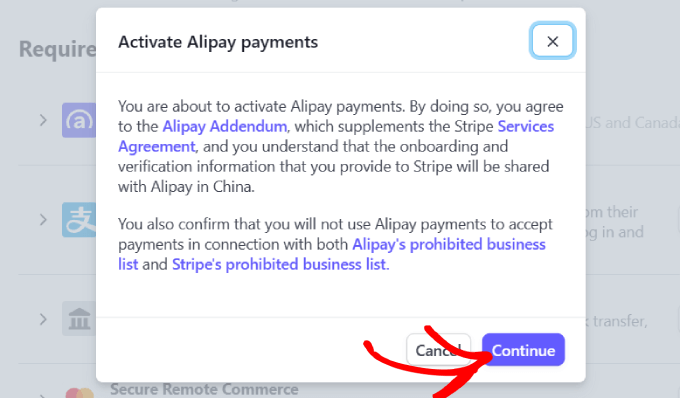 alipay'i etkinleştir Activate alipay