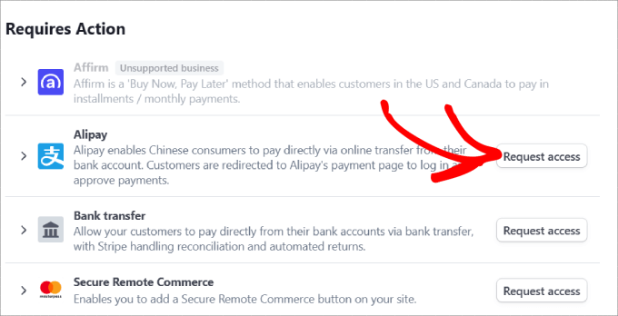 Alipay erişim isteği Alipay request access