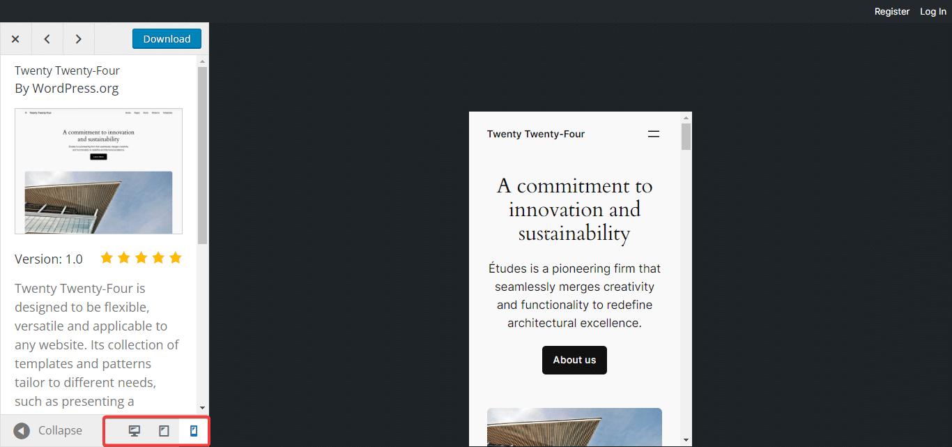 reattività del tema Twenty Twenty-Four responsiveness of Twenty Twenty-Four theme