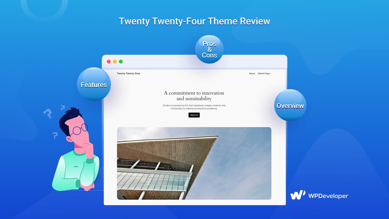 Banner di recensione del tema ventiquattro Twenty Twenty-Four Theme Review Banner