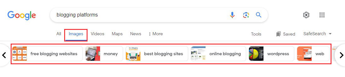 Mots-clés de recherche d’images Google