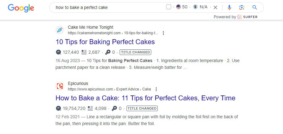 Résultats de recherche Google pour « Comment préparer un gâteau parfait »
