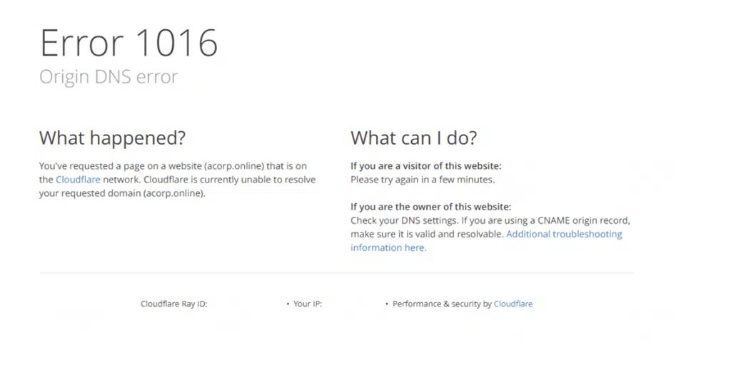 エラー1016 Cloudflareを修正する方法? (6つの方法) 3 Error 1016