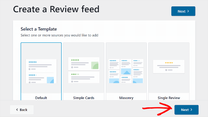 Yorum Akışı şablonu seçme Choosing a Reviews Feed template