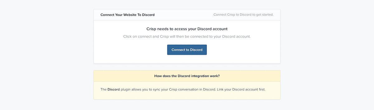 从 Crisp 连接到 Discord 的对话框屏幕。