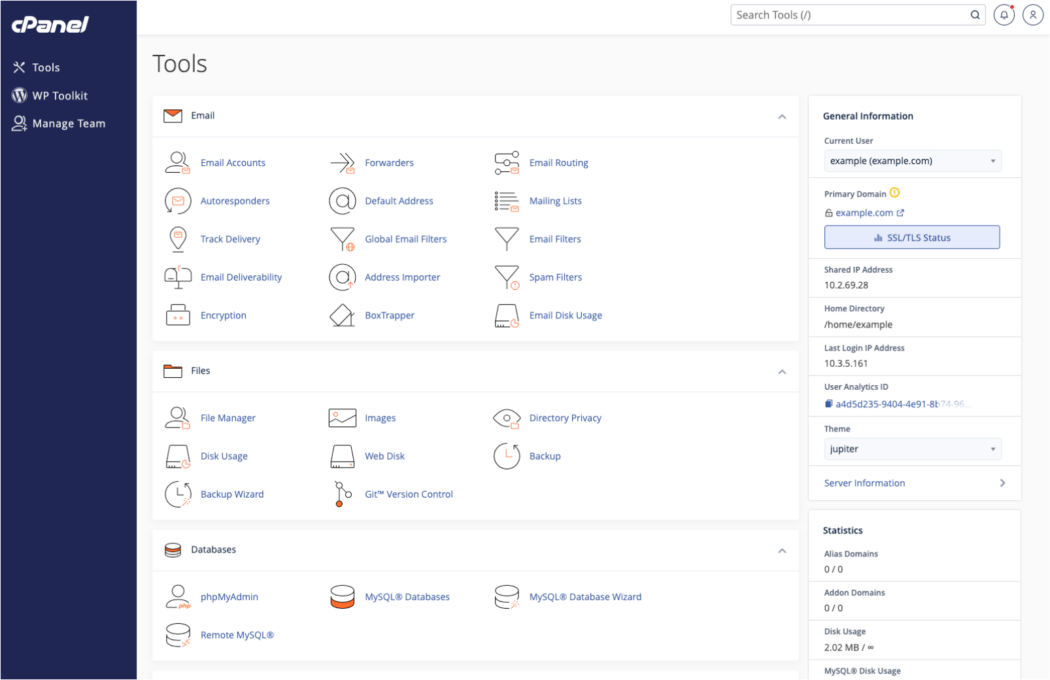 Interfaz cPanel
