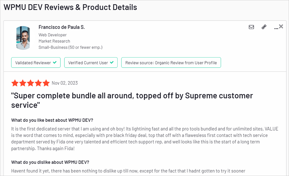 Soporte para WPMU DEV - Opinión del cliente