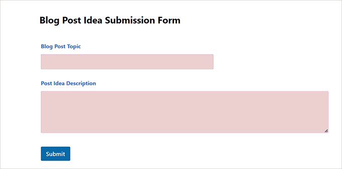 WPForms ChatGPT formular idee de postare pe blog WPForms ChatGPT blog post idea form