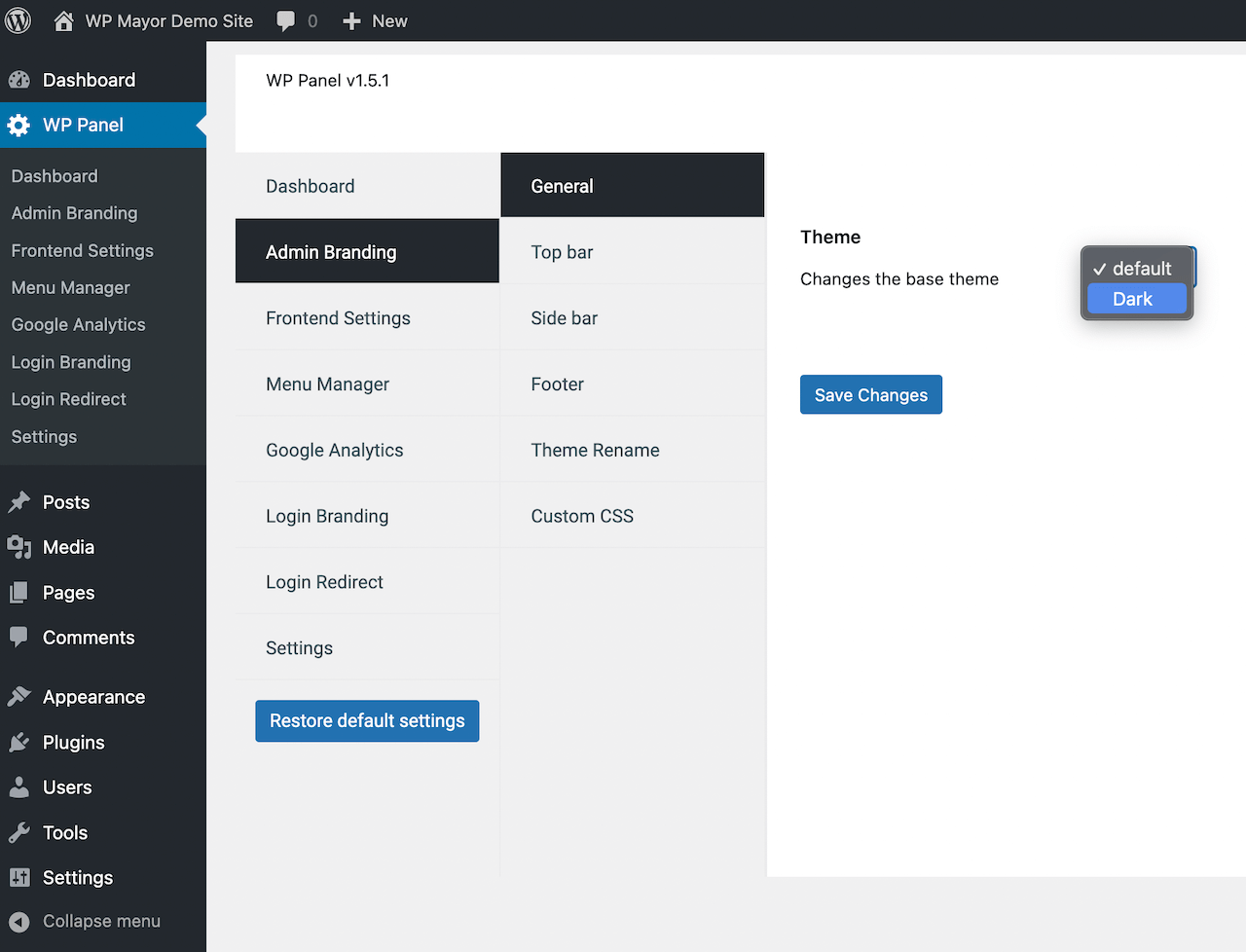 WP Panel Admin Branding