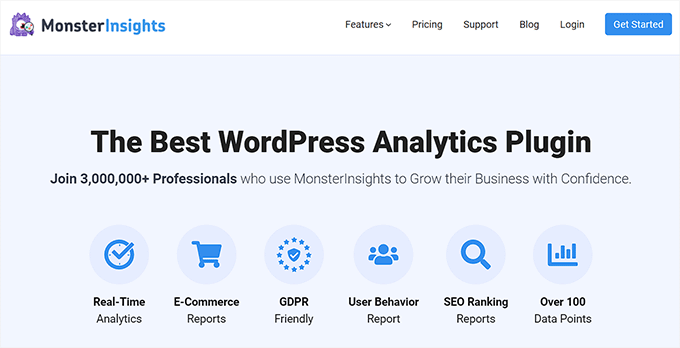 Anteprima del menu di navigazione orizzontale di MonsterInsights MonsterInsights horizontal navigation menu preview