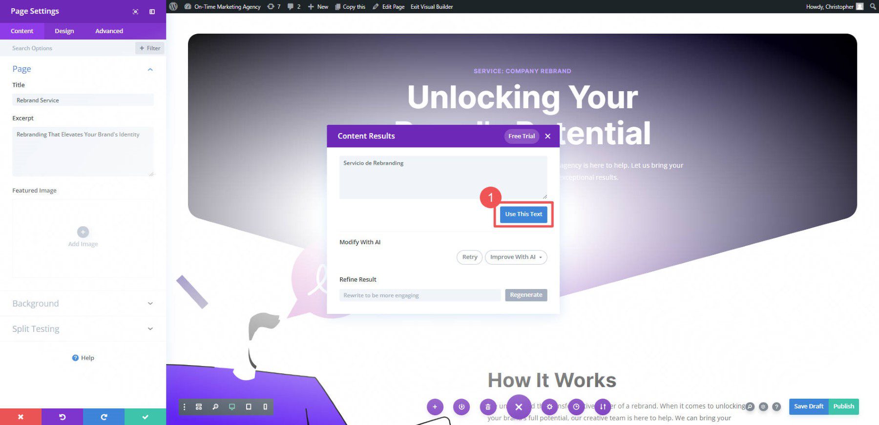 หน้าเว็บแปล Divi AI - ขั้นตอนที่ 5