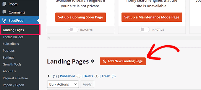 添加新的登陆页面 Add new landing page