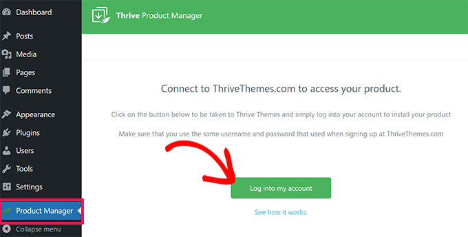 登录您的 Thrive 主题帐户 Log into your Thrive Themes account