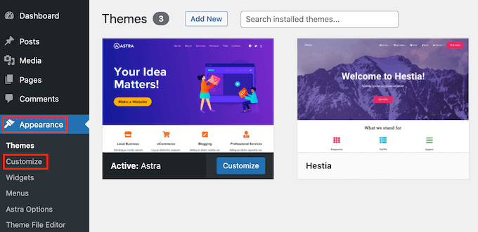 启动 WordPress 主题定制器 Launch WordPress theme customizer