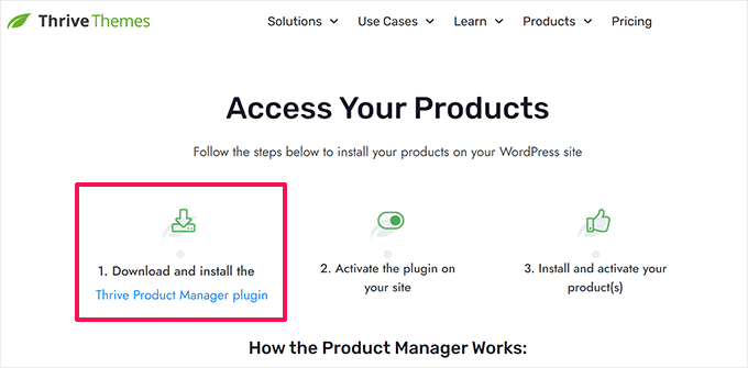 下载并安装 Thrive 产品管理器 Download and install Thrive Product Manager