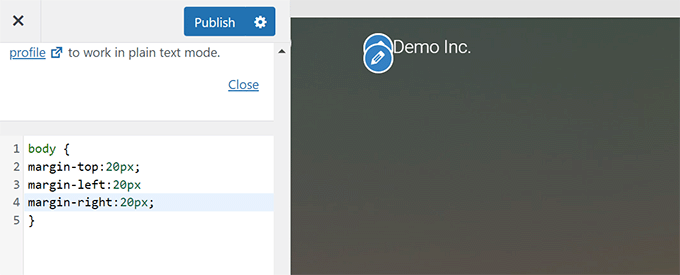 在主题定制器中添加自定义 CSS Adding custom CSS in theme customizer
