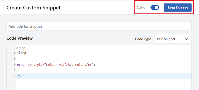 Enregistrer l'extrait de code Save code snippet