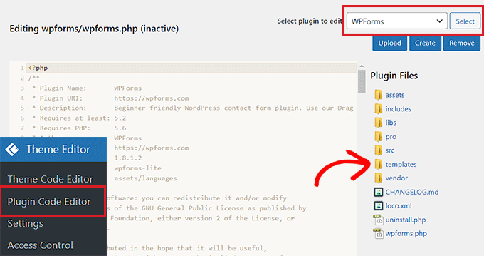 Modifier les fichiers du plugin Edit plugin files