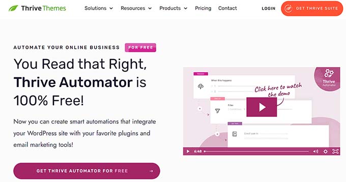 Thrive Automator 웹사이트 Thrive Automator website