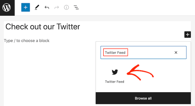 Adăugarea unui feed Twitter folosind blocul WordPress Feed Twitter Adding a Twitter feed using the Twitter Feed WordPress block