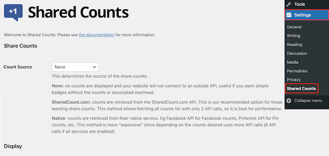 Pluginul WordPress Shared Counts The Shared Counts WordPress plugin