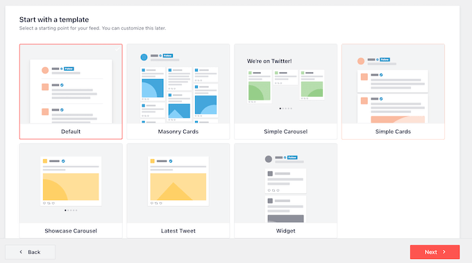 Alegerea unui șablon pentru un feed Twitter încorporat Choosing a template for an embedded Twitter feed