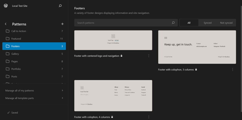 pola blok footer
