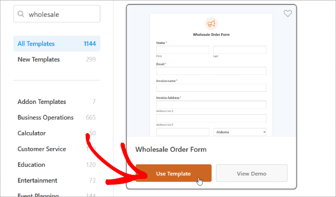 卸売注文フォームのテンプレートを使用する Use template for wholesale order form