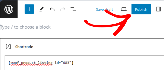 「公開」をクリックします。 Hit publish