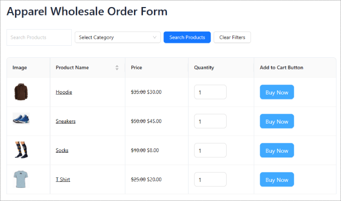 ライブアパレル卸注文フォーム Live apparel wholesale order form